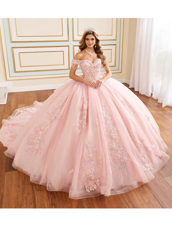 Dresses & Skirts - Pink Quinceanera Off-Shoulder Gown